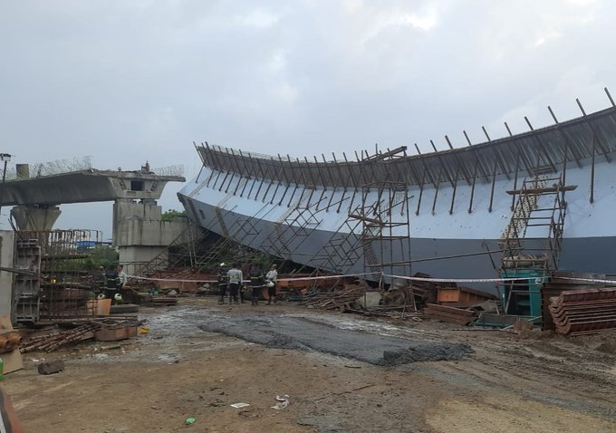 Maharashtra: A portion of an under-construction flyover collapsed in Mumbai's Bandra Kurla Complex earlier today, injuring a total of 14 persons. The condition of all the injured persons is stable, informs Brihanmumbai Municipal Corporation (BMC).