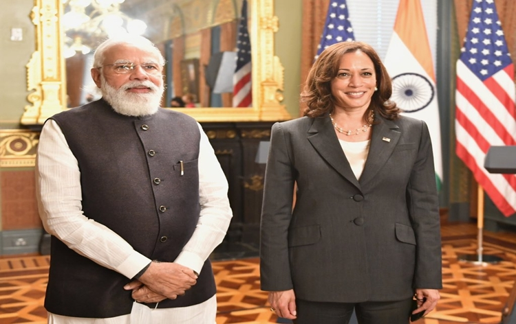 PM Modi meets US Vice President Kamla Harris in Washington DC; two leaders call for free & open Indo-Pacific region