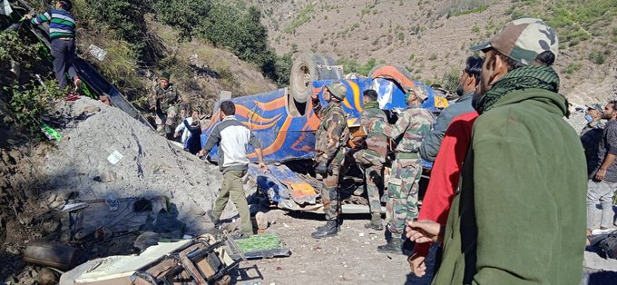 Jammu and Kashmir | 8 persons dead, several injured as a mini bus travelling from from Thathri to Doda fell into a gorge. Rescue operation underway: Additional SP, Doda