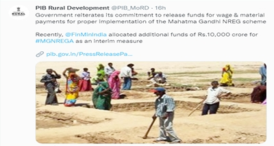 Centre reiterates commitment to release funds for proper implementation of MGNREGA