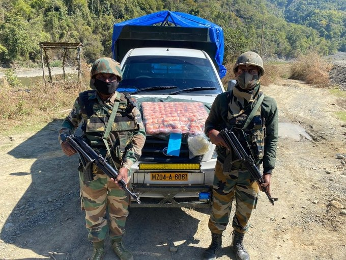 Security forces of IGAR East under  @Spearcorps  along with Excise & Narcotics department recovered 492 gms of Heroin No 4 worth Rs 1,96,80,000/- in Champhai district of Mizoram on 07 Feb.