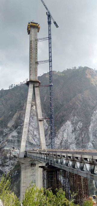 Another Engineering Marvel in making: India's first-ever cable-stayed rail bridge situated over Anji river (Anji Khad Bridge) in district Reasi will connect Katra & Reasi section in Jammu & Kashmir.