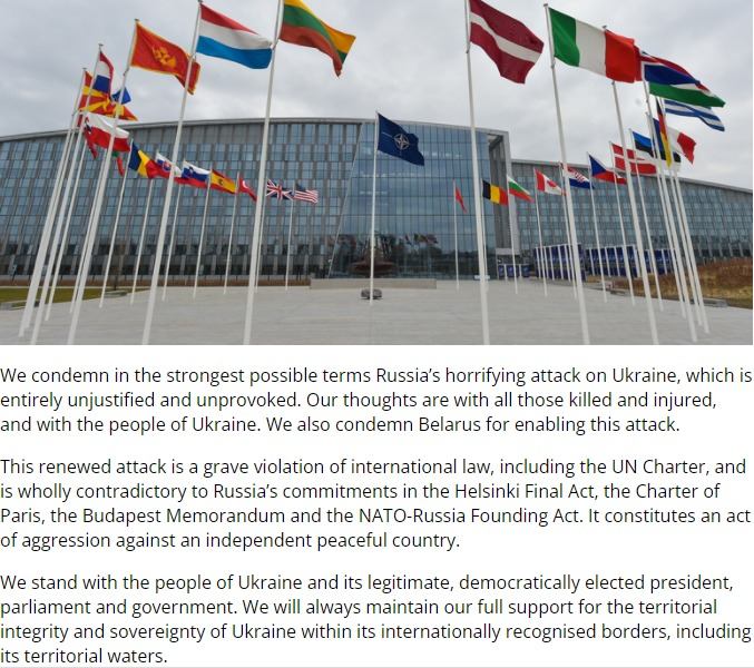 Statement by the North Atlantic Council on Russia's attack on Ukraine.