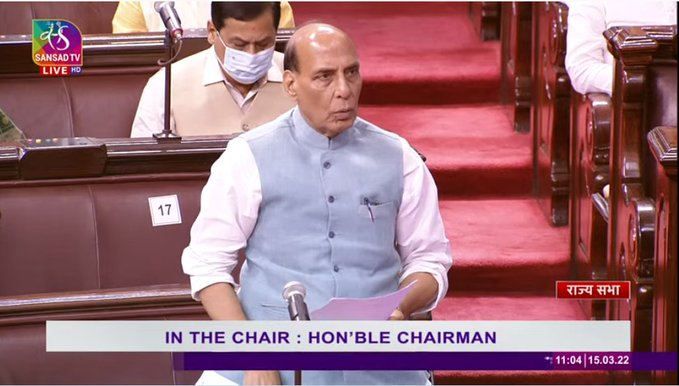 I'd like to tell this House about an incident that occurred on 9th March 2022. It's related to an accidental missile release during the inspection. During routine maintenance and inspection of the missile unit, around 7 pm, one missile got accidentally released. It was later known that the missile fell in Pakistan's territory. The incident is regrettable. But it's a relief that no losses happened. I'd like to inform the House that Govt has taken this matter very seriously & official order for high-level probe has been given: Defence Minister Rajnath Singh in Rajya Sabha