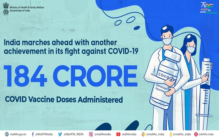 Over 184 crore six lakh vaccine doses administered so far under Nationwide Vaccination Drive