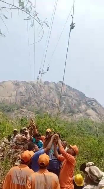 Two Mi-17 helicopters are involved in rescue operations in Deoghar district of Jharkhand where several people are stuck in a ropeway trolley due to a mishap. The operations are still on: Indian Air Force officials