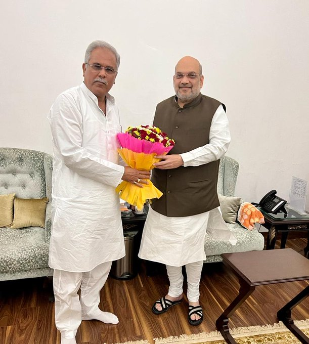 Chhattisgarh CM Bhupesh Baghel met Union Home Minister Amit Shah today in Delhi.