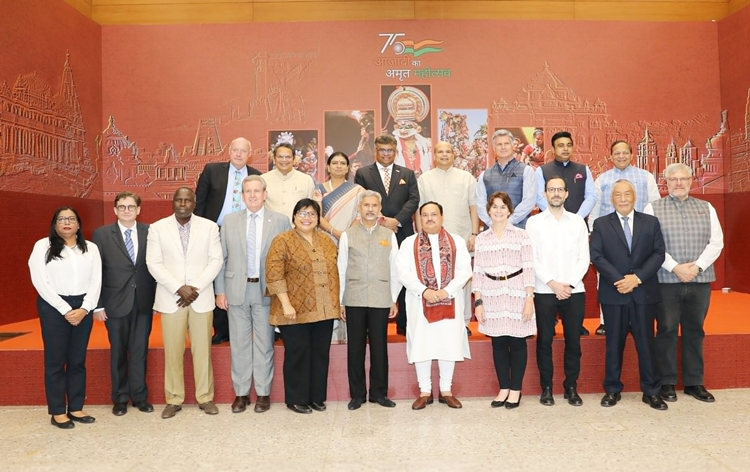 BJP President JP Nadda interacts with Heads of Missions from 14 countries in New Delhi