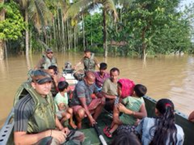 The Indian Army carried out flood relief operations in various parts of Hojai, Assam. Around 300 villagers were rescued by army troops by 10 am on May 18. Efforts are being made in collaboration with the Civil Administration.