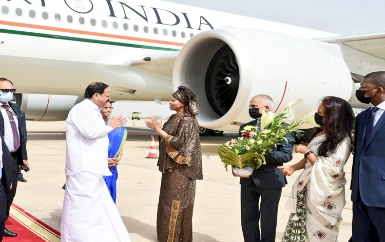 Vice President M Venkaiah Naidu arrives in Senegal; to hold delegation-level talks with President Macky Sall