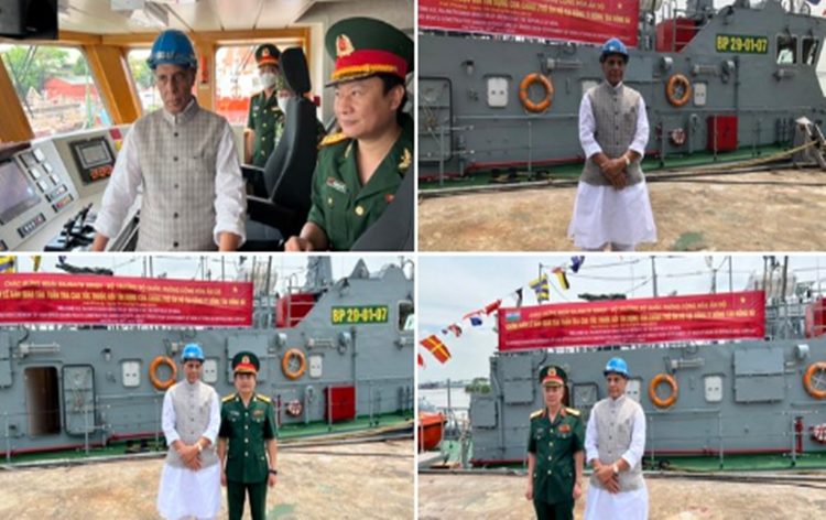 Defence Minister Rajnath Singh hands over 12 High Speed Guard Boats at Hai Phong in Vietnam