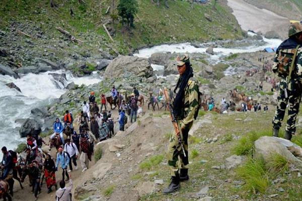 Jammu & Kashmir lieutenant governor Manoj Sinha flagged off the first batch of pilgrims for the annual Amarnath Yatra from the Yatri Niwas base camp.