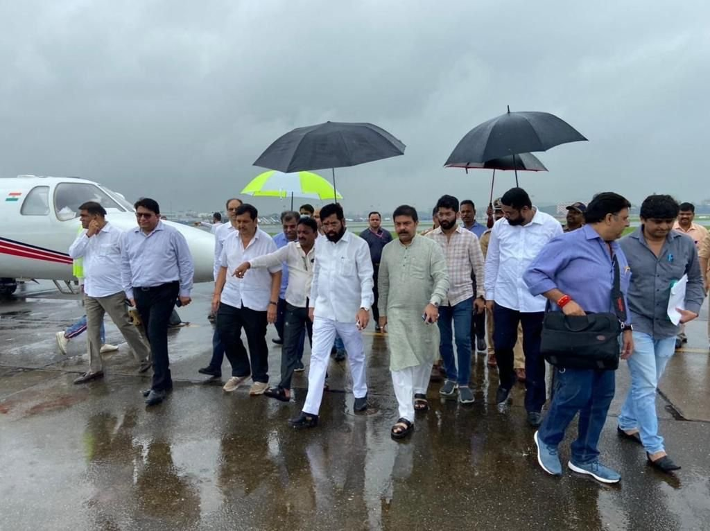 Maharashtra Shiv Sena MLA Eknath Shinde landed at Mumbai airport from Goa.