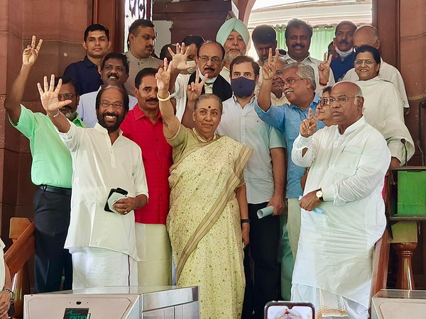 'Will help build a strong and united India': Margaret Alva after filing nomination as Oppn's VP candidate.