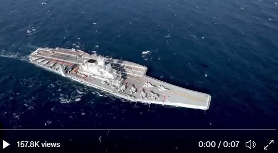 Indian navy's aircraft carrier INS Vikramaditya test firing Barak 1 surface-to-air missile (SAM)