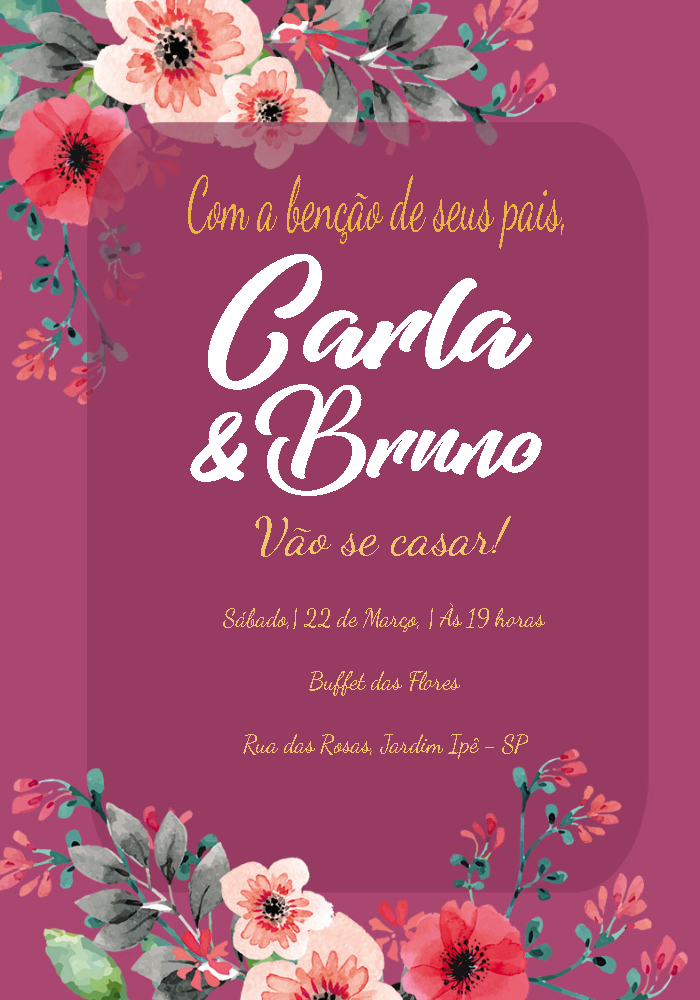 Featured image of post Convite De Casamento Floral Marsala Para Editar S o 13 modelos de convites de casamento edit veis diferentes todos feitos por mim e al m de estar dispon veis as letras que foram usadas e que devem ser use as caixas de texto para editar seu convite