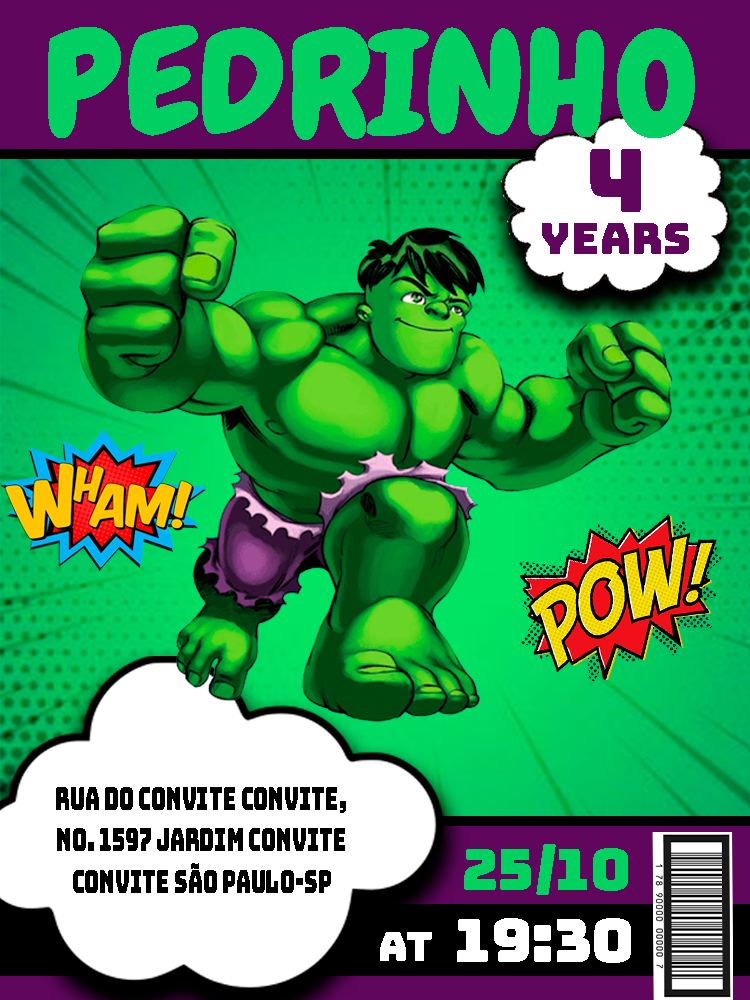 Make online invitation digital invitation Hulk Birthday