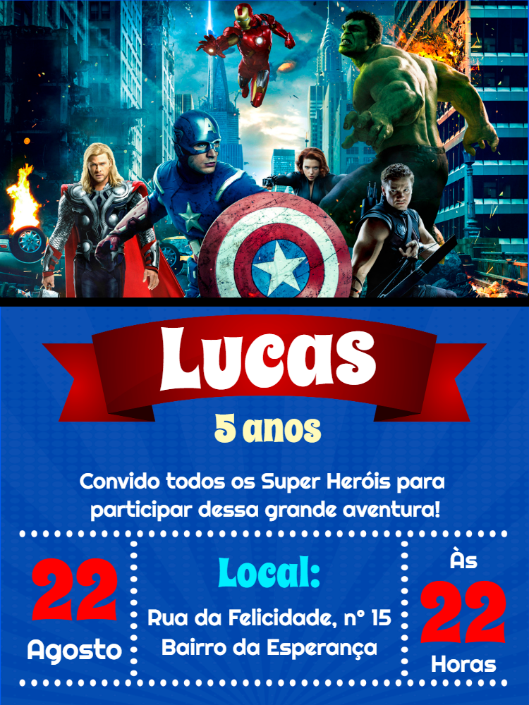 Fazer Convite Online Convite Digital Vingadores Ultimato