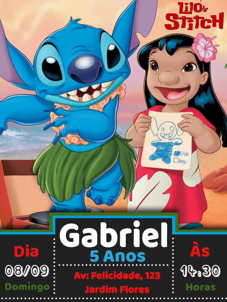 Lilo and Stitch Invitation - An amazing online editor for you to edit ...