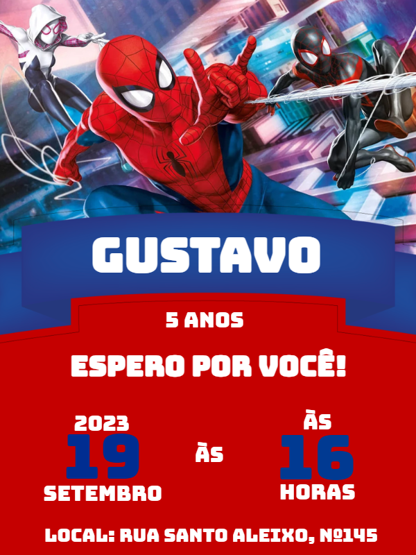 Convite Festa De Aniversário Do Homem Aranha Aranhaverso Edite Grátis Com Nosso Editor Online 3577