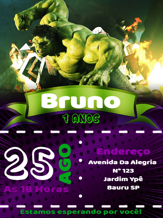 Fazer convite online convite digital Aniversário O Incrível Hulk