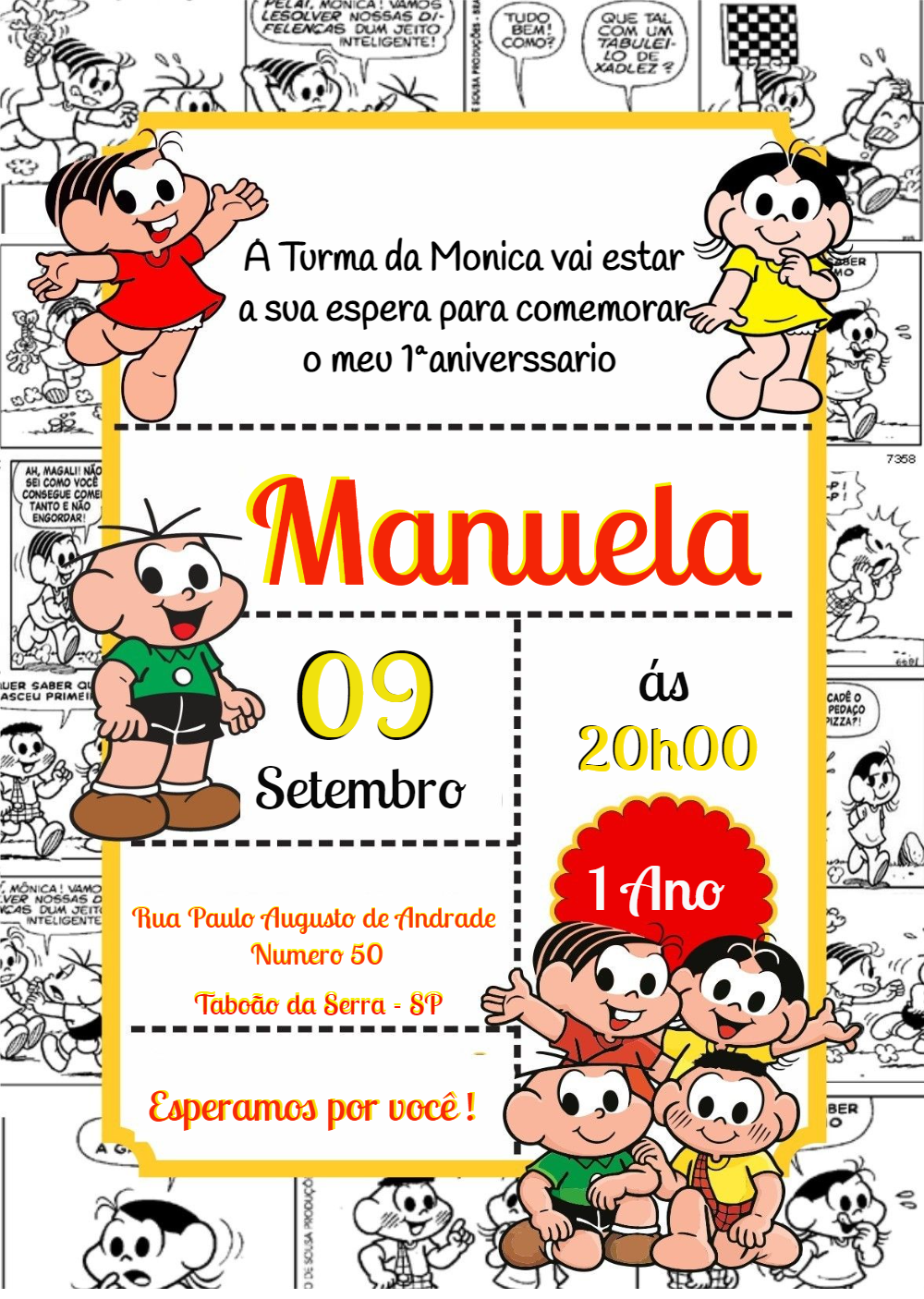 Fazer Convite Online Convite Digital Aniversário Turma Da Mônica Gibi 