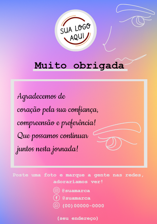 Arte Digital Cartão de agradecimento para cliente Loja de maquiagem Logo personalizável