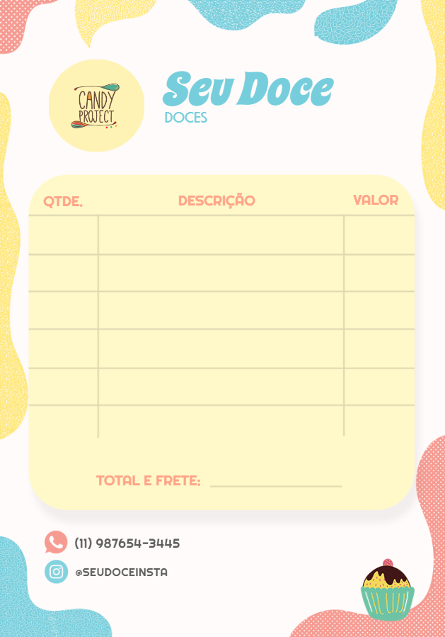 Comanda Para Doceria Edite Grátis Com Nosso Editor Online 6920