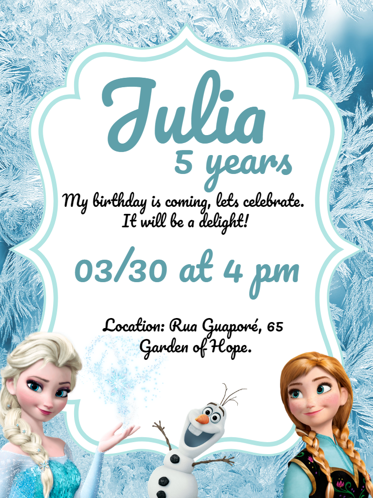 Make an online invitation digital invitation FROZEN INVITATION