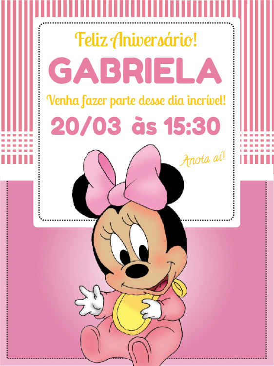 Convite Minnie Rosa DIGITAL no Elo7 | Loja Criativa Presentes  Personalizados- Ateliê Josi Duarte (10458AB)