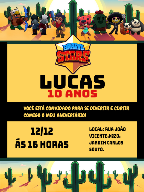 Fazer Convite Online Aniversario Brawl Stars - brawl stars personalizar