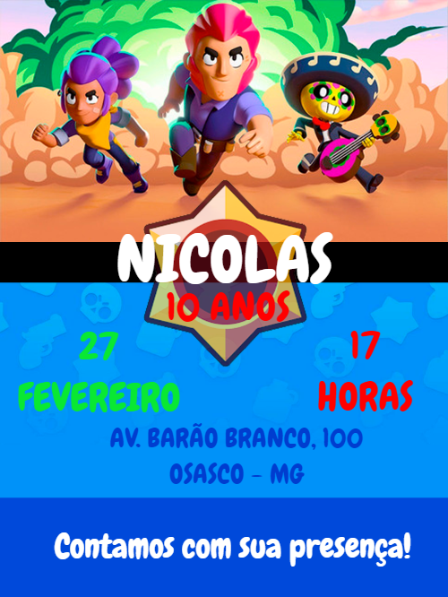 Fazer Convite Online Convite Brawl Stars - brawl stars convites