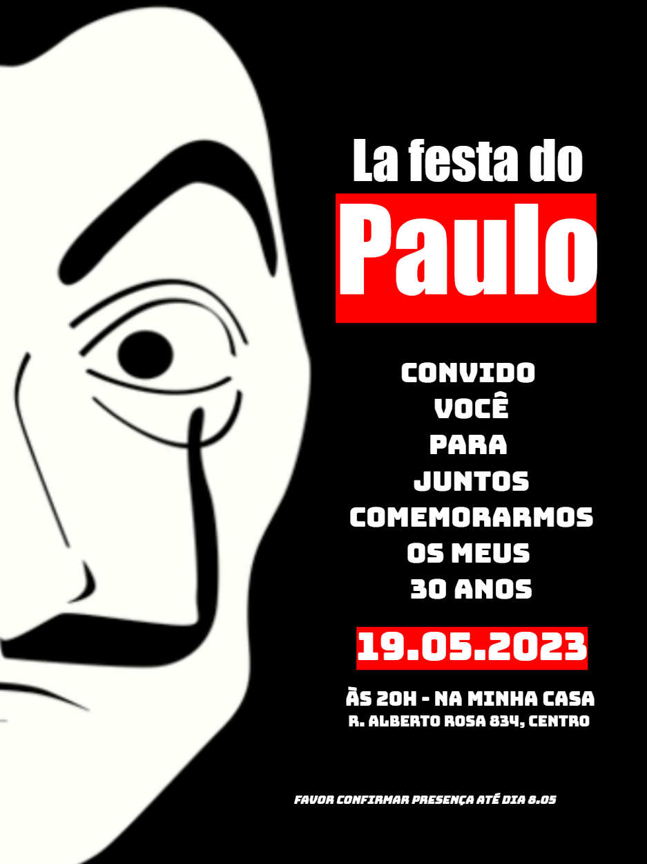 Fazer Convite Online Convite Digital Aniversário La Casa De Papel 1790