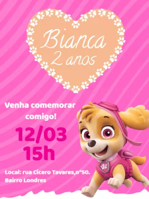Convite Digital  Virtual Patrulha Canina Rosa 03