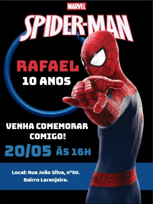 Convite Virtual Homem Aranha, Sua festa é com o tema Homem Aranha? Olha só  o convite que acabou de sair, grátis para editar em casa, faça o download  no link