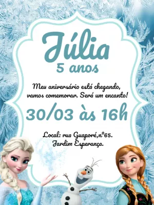 Convite Virtual - Aniversario tema Frozen