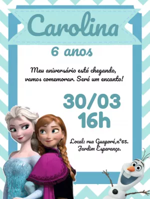 Convite Digital Frozen Virtual Online Whatsapp Aniversário