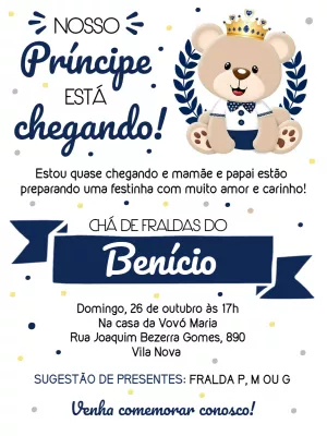 Convite online para chá de bebê