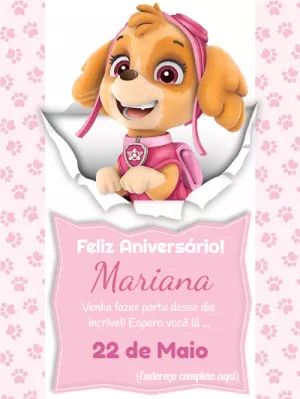 Invitación rosada del cumpleaños de la muchacha de la Patrulla Canina - Un  increíble editor en línea para editar las invitaciones, logos, tarjetas,  arte de redes sociales, carteles y mucho más!