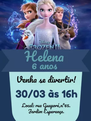 Convite De AniversÃ¡rio GrÃ¡tis Para Baixar Frozen