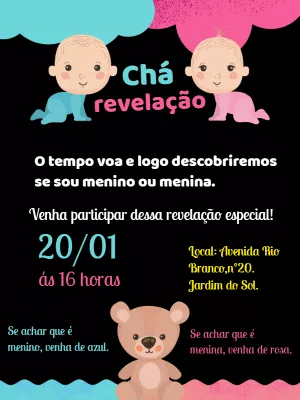 Convite chá de baby revelação Edite Online