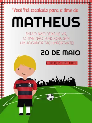 Convite de aniversário Flamengo Futebol