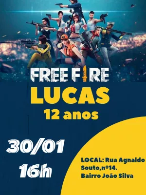 Convite de aniversário Free Fire para editar e para imprimir