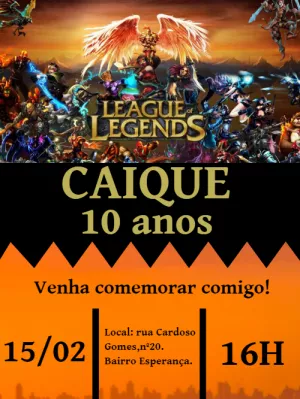 Convite aniversário League of Legends