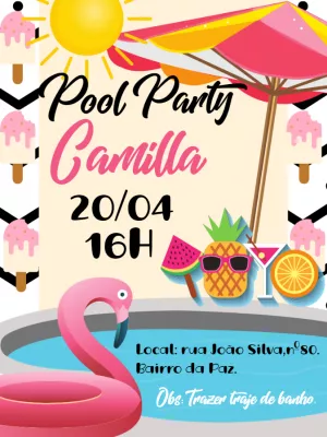 Convite Animado Pool Party das Meninas