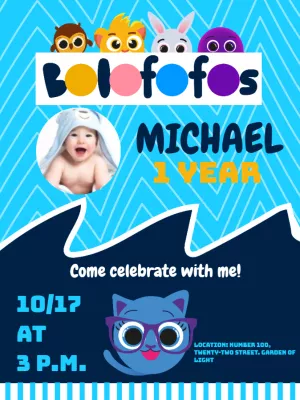 Invite online BIRTHDAY INVITATION BOLOFOFOS BOY WITH PHOTO