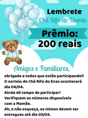 Balloon Bear raffle tea reminder