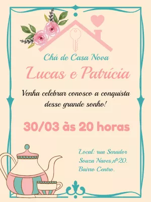Convite de chá de casa nova - Edite grátis com nosso editor online