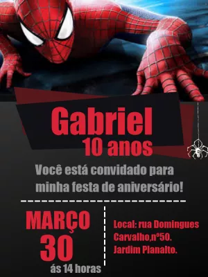 Convite Homem Aranha - Edite grátis com nosso editor online