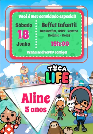 Convite Digital toca life world com ou sem foto